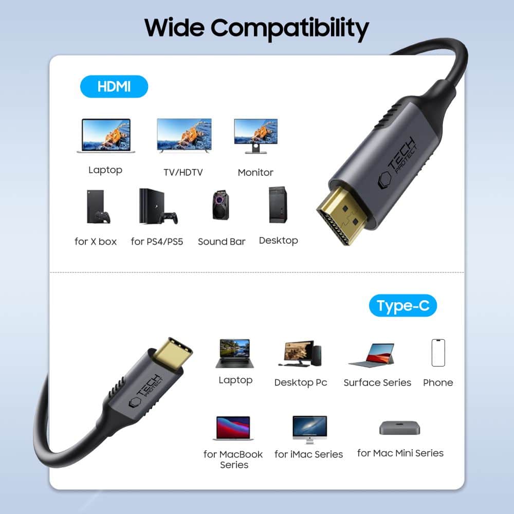 Καλώδιο Tech-Protect UltraBoost Type-C σε HDMI 2.0 4K 60Hz 180cm Μαύρο - Image 2