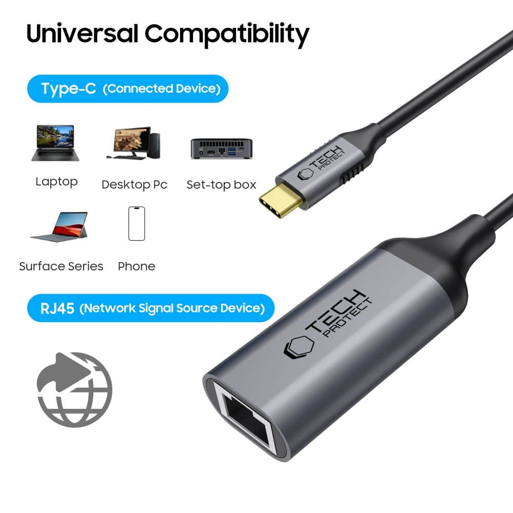 Tech-Protect UltraBoost προσαρμογέας Type-C σε Ethernet RJ45 1000Mbps μαύρο - Image 2