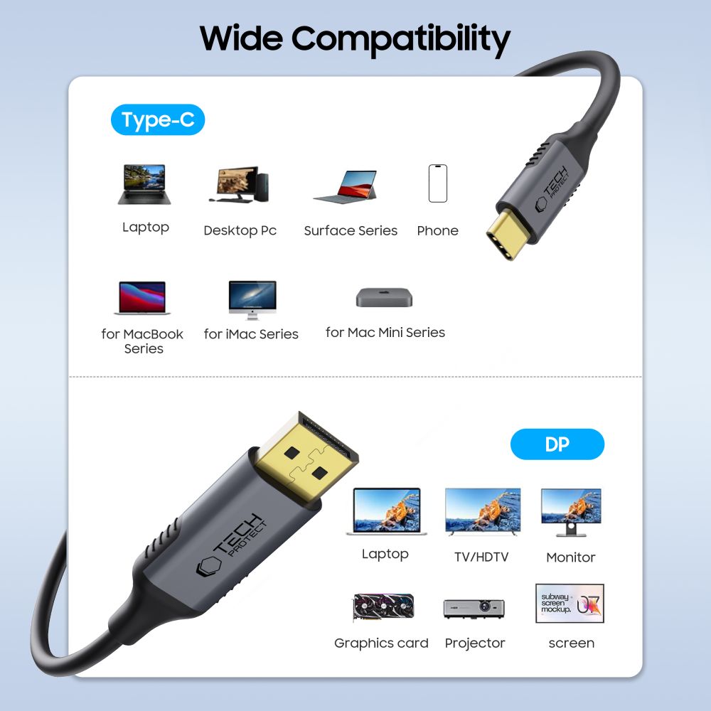 ΚΑΛΩΔΙΟ TECH-PROTECT ULTRABOOST TYPE-C ΣΕ DISPLAYPORT 1.4 8K 60HZ 180CM ΜΑΥΡΟ - Image 2
