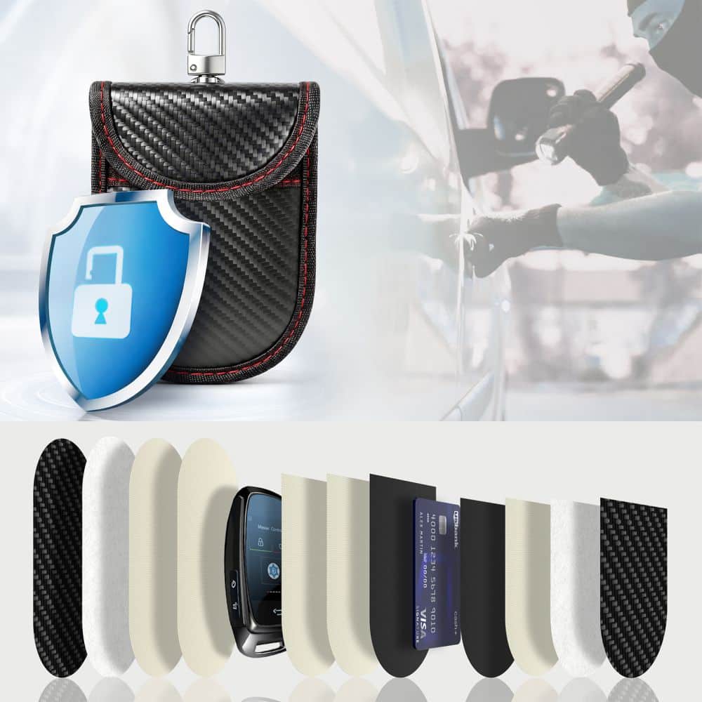 Θήκη Tech-Protect KLR100 χωρίς κλειδί, θήκη μπλοκαρίσματος σημάτων RFID, μαύρη/κόκκινη - Image 2