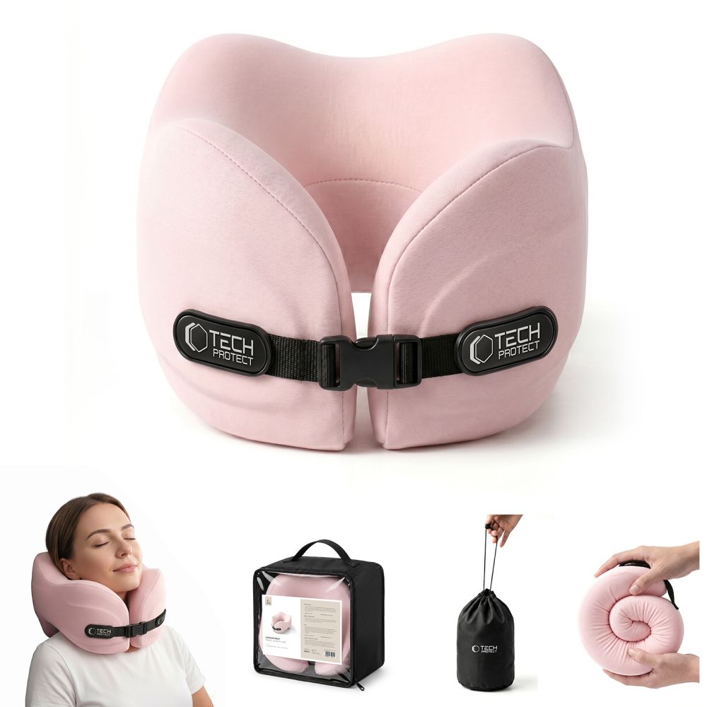 Μαξιλάρι ταξιδιού για τον αυχένα Tech-Protect ComfortRest ροζ - Image 2