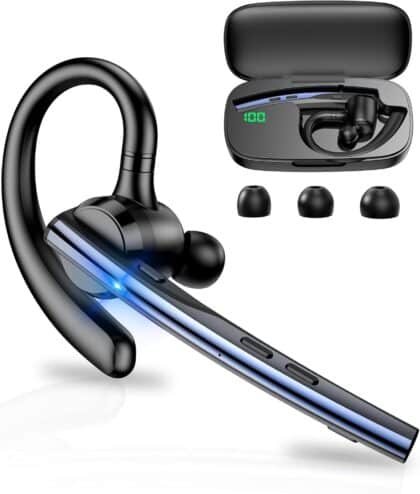 Techsuit - Ακουστικά Bluetooth Vocelis Pro (CB4) - Bluetooth 5.1, Σχεδιασμός με γάντζο, Μικρόφωνο ακύρωσης θορύβου, 500mAh - Μπλε