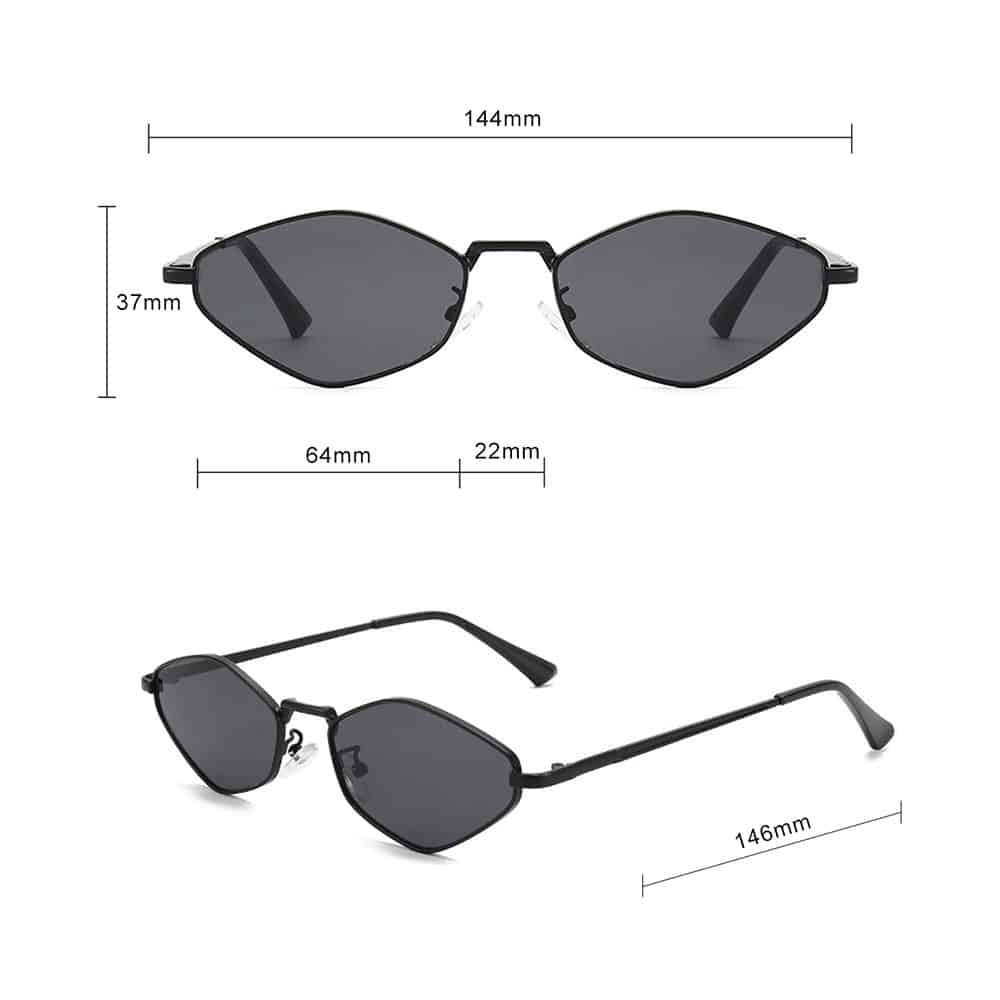 Techsuit - Γυαλιά ηλίου Premium (6206) για γυναίκες, εξαγωνικός σκελετός, ρετρό γοητεία - χρυσό / μαύρο - Image 7