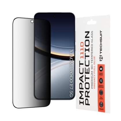 Techsuit - 111D Πλήρης Κόλλα Απορρήτου - Xiaomi Poco F7 - Μαύρο