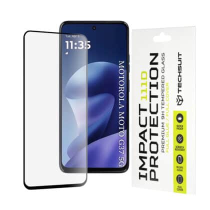 Techsuit - 111D Πλήρης Κάλυψη / Πλήρες Γυαλί με Κόλλα - Motorola Moto G37 / G37 Power / G47 - Μαύρο