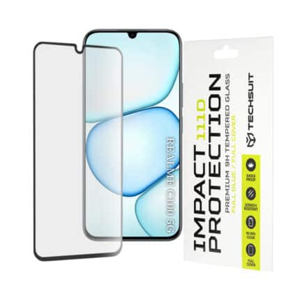 Techsuit - 111D Πλήρης Κάλυψη / Πλήρες Γυαλί με Κόλλα - Realme C100 5G - Μαύρο
