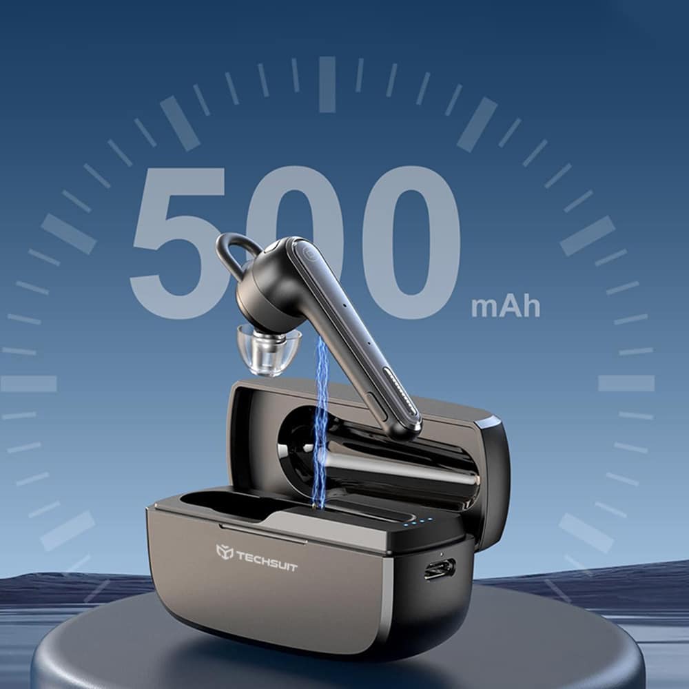 Techsuit - Ακουστικά Bluetooth Voicera (CB3) - Bluetooth 5.1, Hands-Free, Μικρόφωνο με Ακύρωση Θορύβου, Χρόνος Ομιλίας 50 ωρών - Μαύρο - Image 4