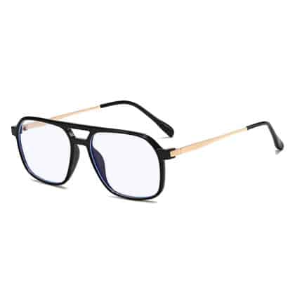 Techsuit - Γυαλιά Reflex PC κατά του μπλε φωτός (83092) - Unisex, Υπερμεγέθη, Τετράγωνα - Μαύρο / Χρυσό