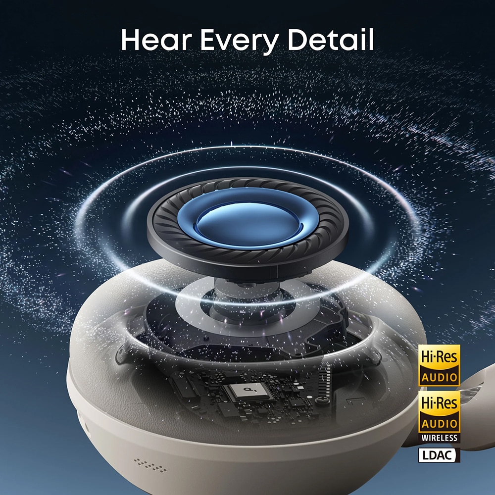 Anker - Ασύρματα ακουστικά SoundCore Space 2 (D1402G21) - AI 3-Mic, Ακύρωση θορύβου, Ήχος υψηλής ανάλυσης, LDAC, Λειτουργία ύπνου - Λευκό - Image 5