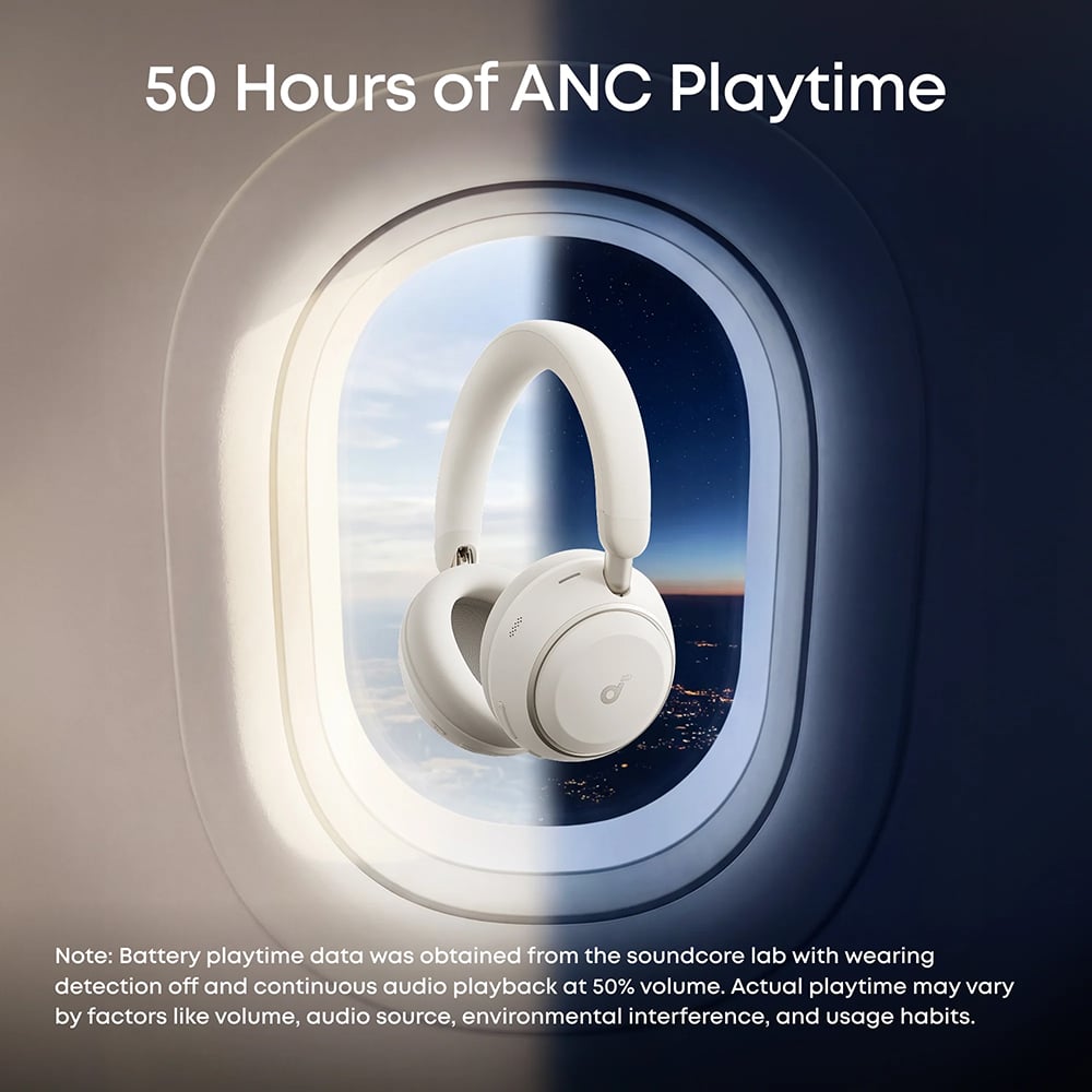 Anker - Ασύρματα ακουστικά SoundCore Space 2 (D1402G21) - AI 3-Mic, Ακύρωση θορύβου, Ήχος υψηλής ανάλυσης, LDAC, Λειτουργία ύπνου - Λευκό - Image 6