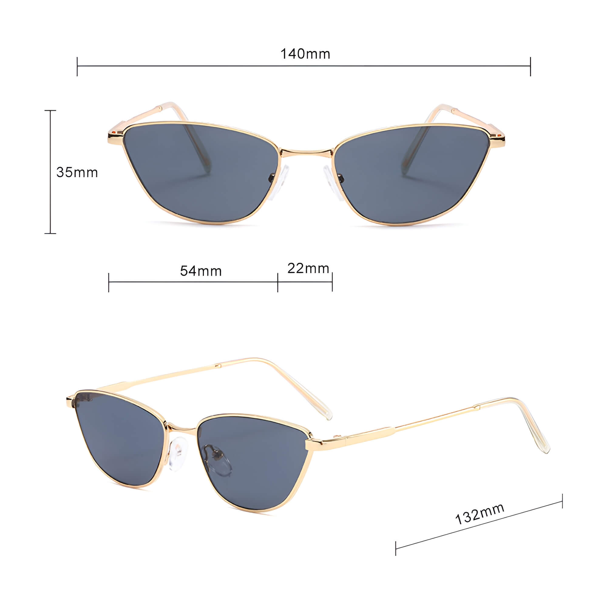 Techsuit - Γυαλιά ηλίου Premium (622) - για γυναίκες, Σκελετός Cat-Eye, Μινιμαλιστικός Σχεδιασμός - Μαύρο - Image 7