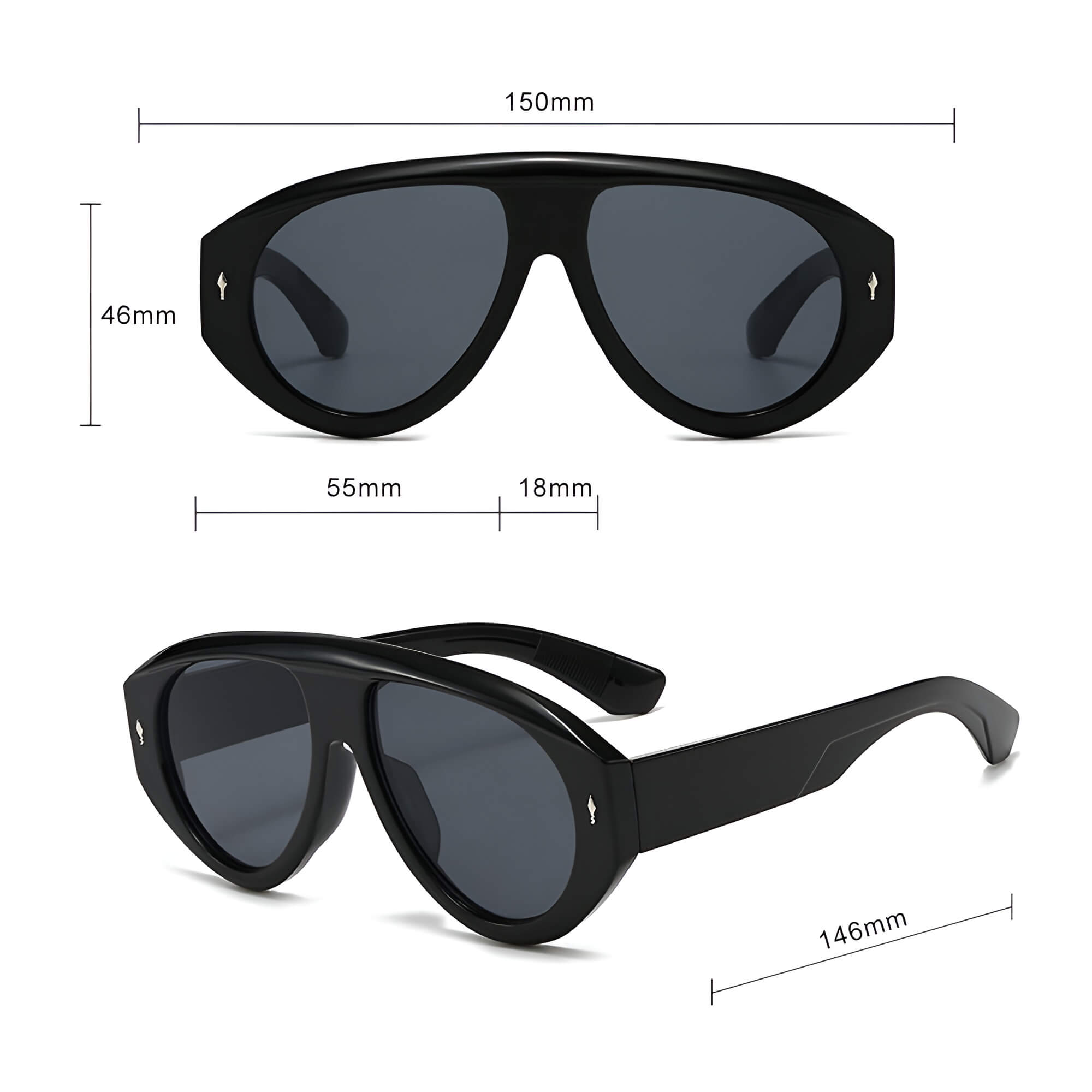 Techsuit - Γυαλιά ηλίου Premium για γυναίκες, oversized aviator σκελετός PC, ρετρό σχέδιο - Image 7