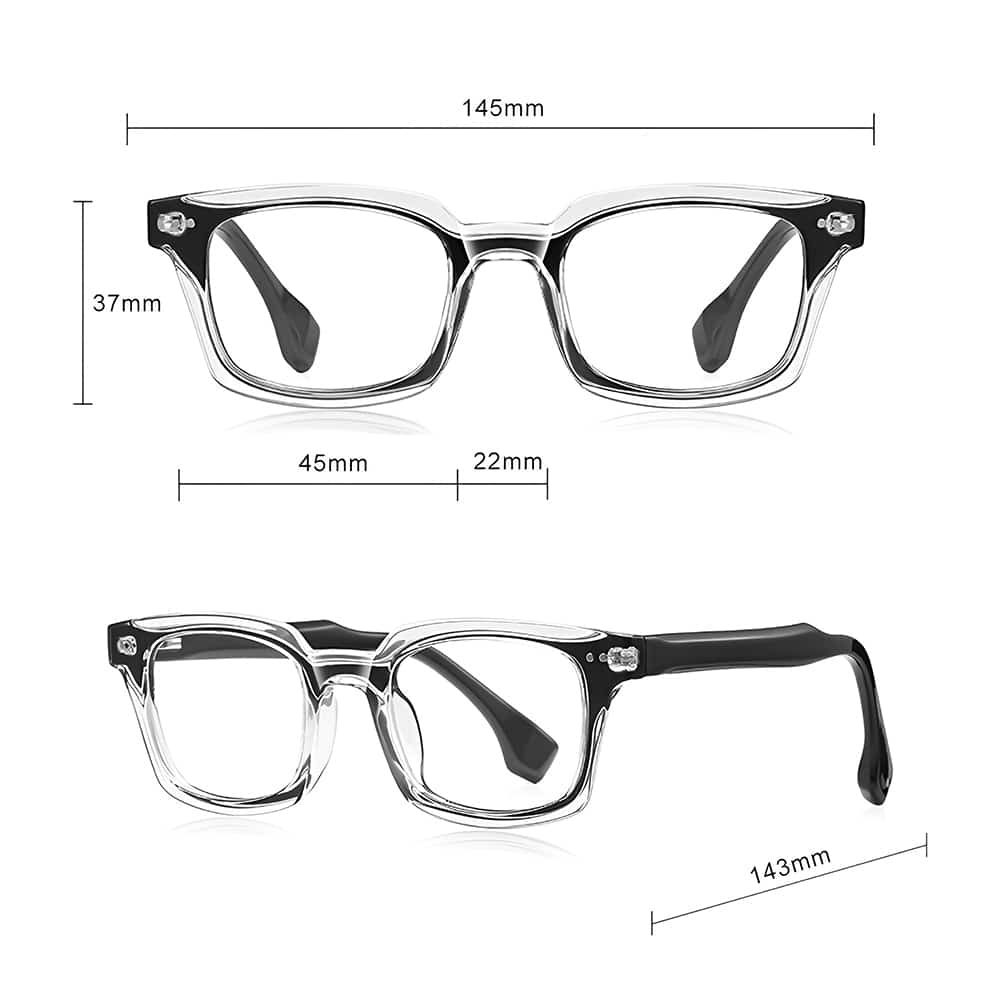 Techsuit - Γυαλιά Reflex PC κατά του μπλε φωτός (LS084) - για άνδρες, ορθογώνια - μπλε διαφανή - Image 7