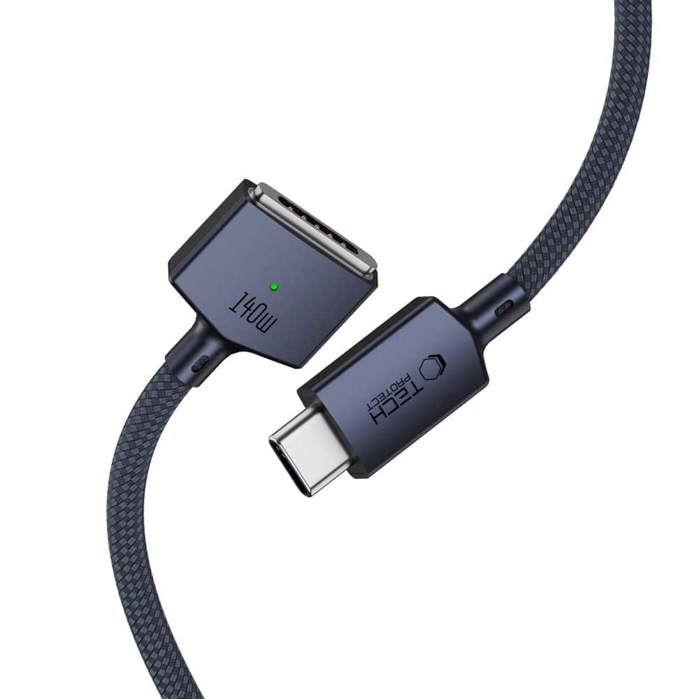 TECH-PROTECT MMC01 ULTRABOOST ΜΑΓΝΗΤΙΚΟ ΚΑΛΩΔΙΟ MACBOOK TYPE-C ΣΕ MAGSAFE 3 140W 200CM ΜΕΣΑΝΥΧΤΟ ΜΠΛΕ - Image 3