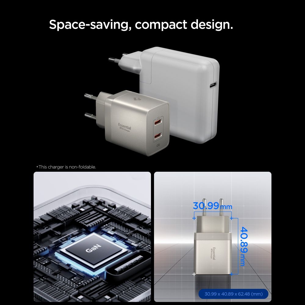 SPIGEN EE472EU ΒΑΣΙΚΟΣ ΦΟΡΤΙΣΤΗΣ ΔΙΚΤΥΟΥ 2 ΘΥΡΩΝ 47W ΦΥΣΙΚΟ ΤΙΤΑΝΙΟ - Image 4