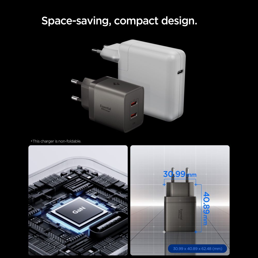 SPIGEN EE472EU ESSENTIAL ΦΟΡΤΙΣΤΗΣ ΔΙΚΤΥΟΥ 2 ΘΥΡΩΝ 47W GUNMETAL - Image 4