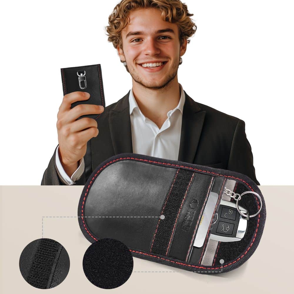 Θήκη Faraday Tech-Protect KLR100 χωρίς κλειδί, μπλοκάρισμα σήματος RFID, μαύρη/κόκκινη - Image 3