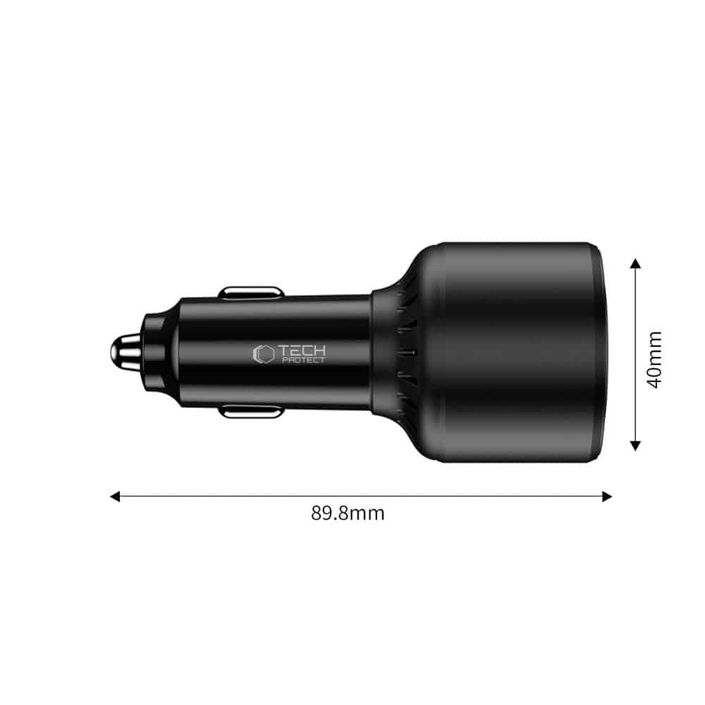Φορτιστής αυτοκινήτου Tech-Protect CC04 3 θυρών PD 175W μαύρος - Image 3