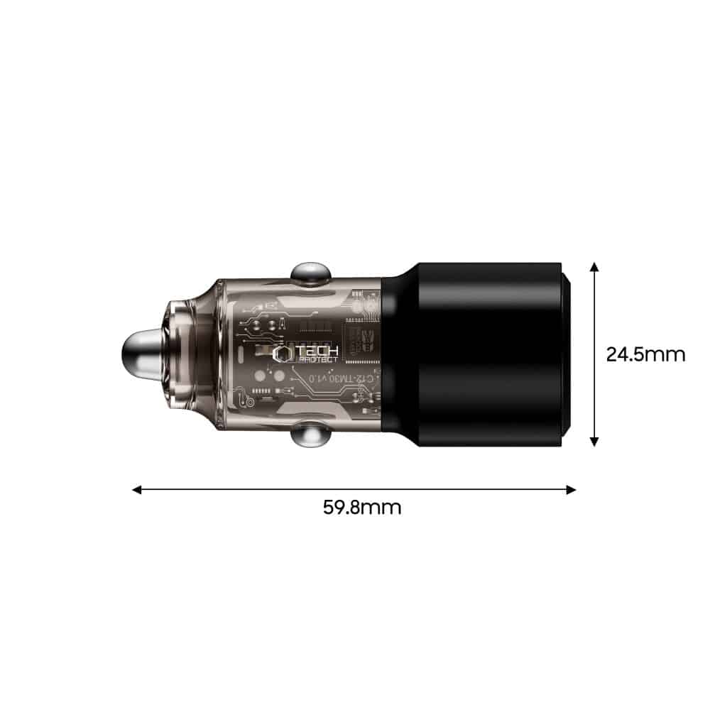Φορτιστής αυτοκινήτου Tech-Protect CC03 2 θυρών PD 100W μαύρος - Image 3