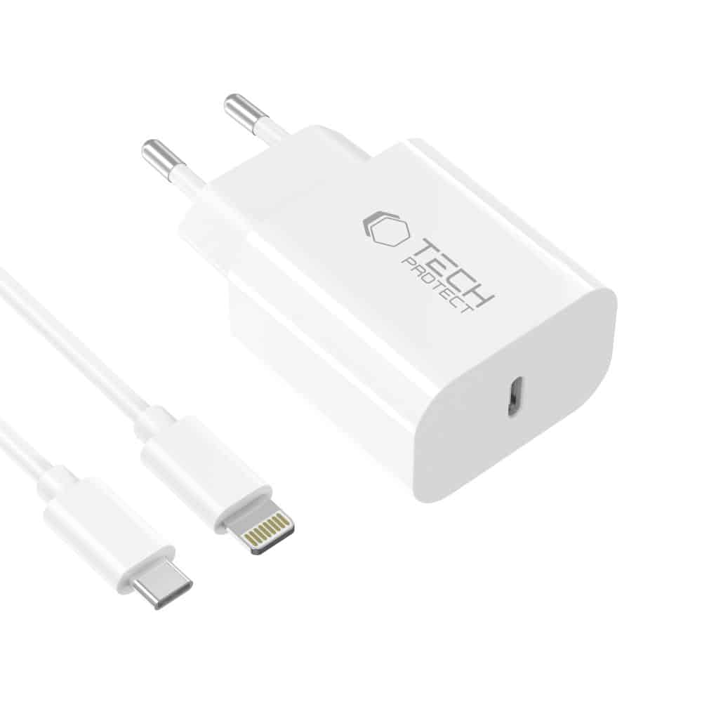 TECH-PROTECT NC20W ΦΟΡΤΙΣΤΗΣ 1 ΘΥΡΑΣ PD20W + ΚΑΛΩΔΙΟ LIGHTNING ΛΕΥΚΟ - Image 3