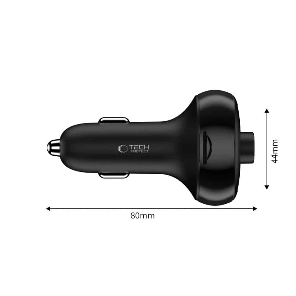 Tech-Protect CC06 Φορτιστής Αυτοκινήτου 3 Θυρών PD 72W + Πομπός FM Bluetooth Μαύρος - Image 3