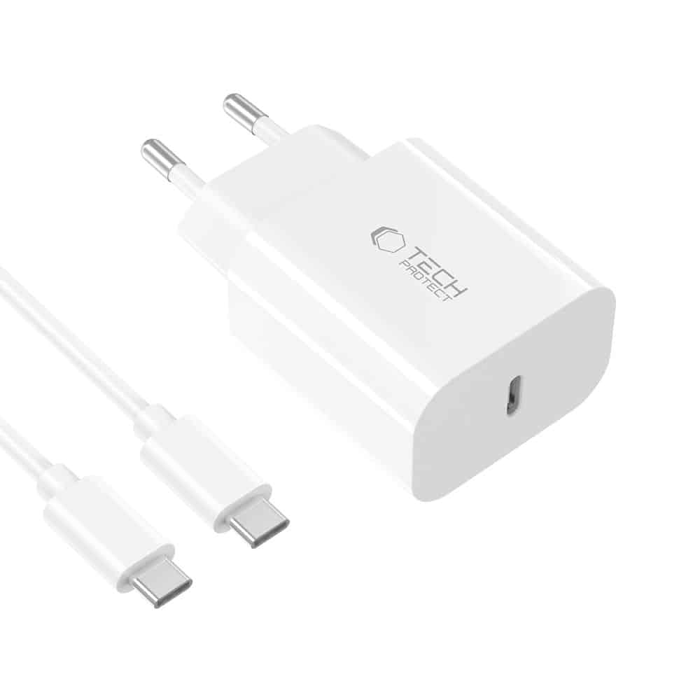 Tech-Protect NC20W Φορτιστής 1 Θύρας PD 20W + Καλώδιο Type-C Λευκό - Image 3