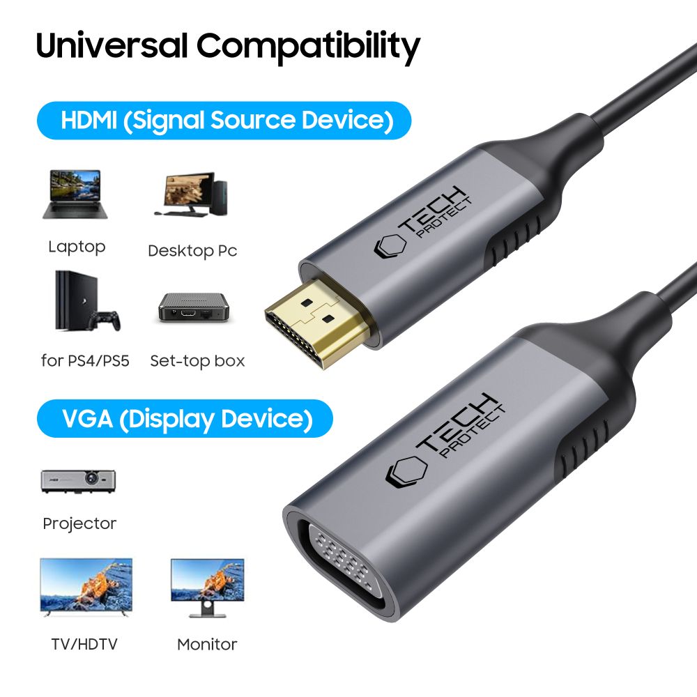 TECH-PROTECT ULTRABOOST ADAPTER HDMI ΣΕ VGA FULL HD 60HZ ΜΑΥΡΟ - Image 2