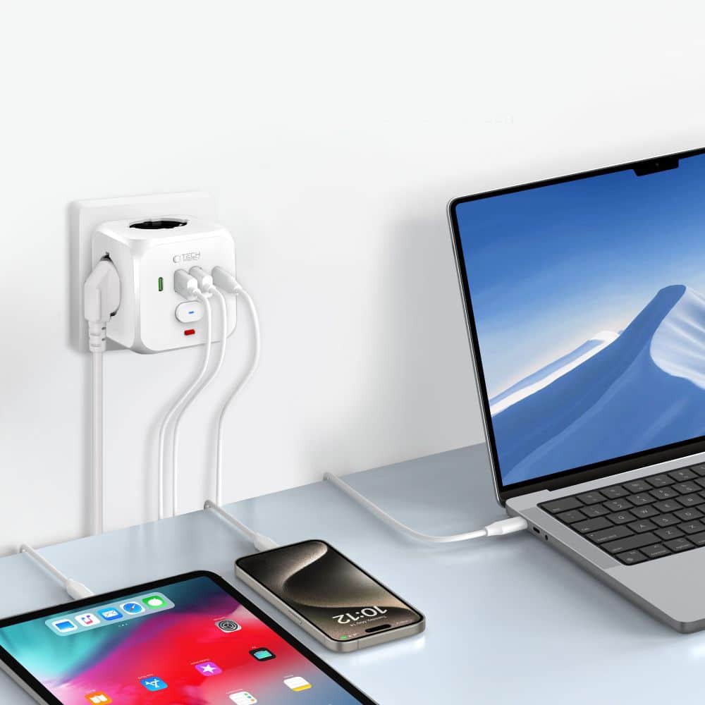 TECH-PROTECT PCL3X4 ΠΡΙΖΑ ΤΡΟΦΟΔΟΣΙΑΣ 2 USB & 2 TYPE-C & 3 ΠΡΙΖΕΣ ΛΕΥΚΕΣ - Image 3