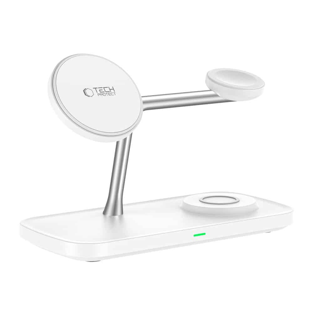 Tech-Protect QI15W-A45 3σε1 Μαγνητικός Ασύρματος Φορτιστής MagSafe Λευκός - Image 3