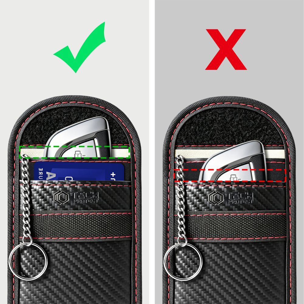 Θήκη Tech-Protect KLR100 χωρίς κλειδί, θήκη μπλοκαρίσματος σημάτων RFID, μαύρη/κόκκινη - Image 3