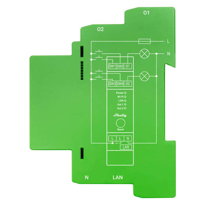 Shelly Pro Dimmer Έξυπνος διακόπτης 2 καναλιών ράγας 2 DIN, 2 καναλιών - Image 2