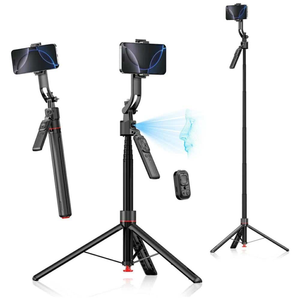 Τρίποδο selfie stick 4smarts με παρακολούθηση προσώπου 360° AI, μαύρο - Image 2