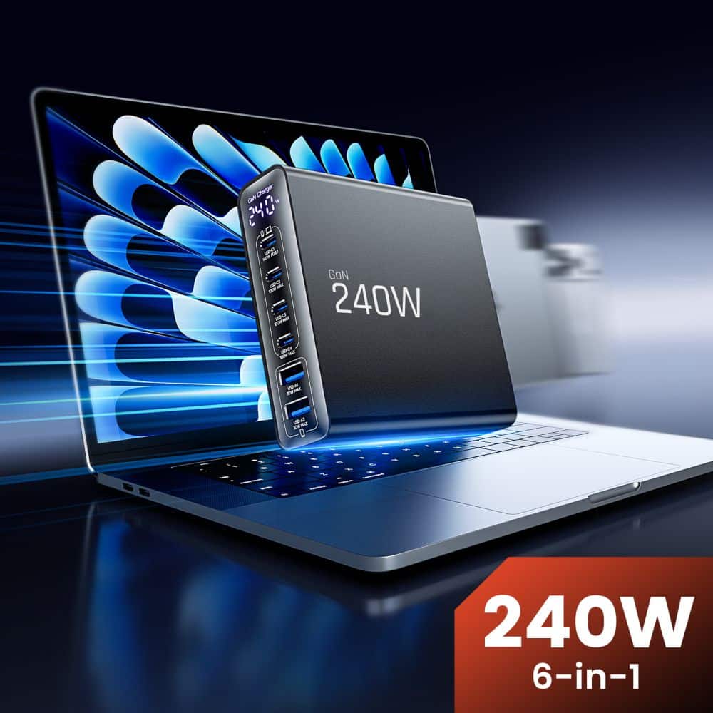 TECH-PROTECT DC240W-GAN ΦΟΡΤΙΣΤΗΣ ΕΠΙΤΡΑΠΕΖΙΑΣ ΧΡΗΣΗΣ 6 ΘΥΡΩΝ PD 240W / QC3.0 ΜΑΥΡΟΣ - Image 4