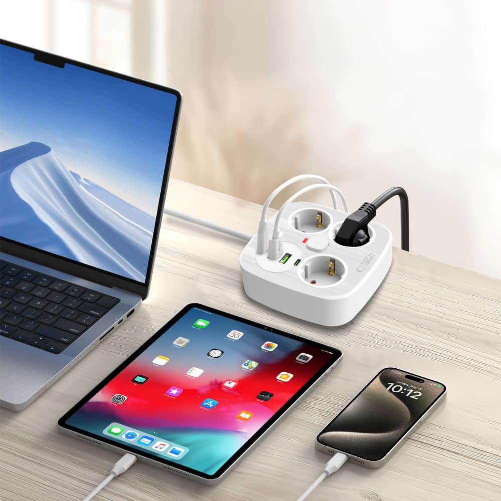TECH-PROTECT PCS3X4 ΤΡΟΦΟΔΟΤΙΚΟ 2 USB & 2 TYPE-C & 3 ΠΡΙΖΕΣ 200CM ΛΕΥΚΟ - Image 4