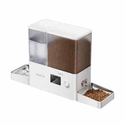 Rojeco 2 σε 1 Συντριβάνι νερού για κατοικίδια 3.5L & Τροφοδότης 5L Button Verson (λευκό)