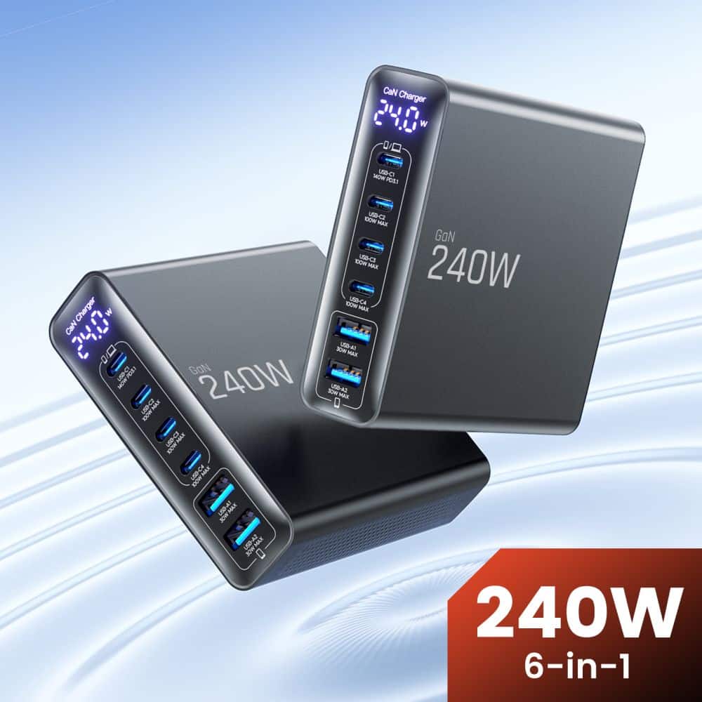 TECH-PROTECT DC240W-GAN ΦΟΡΤΙΣΤΗΣ ΕΠΙΤΡΑΠΕΖΙΑΣ ΧΡΗΣΗΣ 6 ΘΥΡΩΝ PD 240W / QC3.0 ΜΑΥΡΟΣ - Image 5