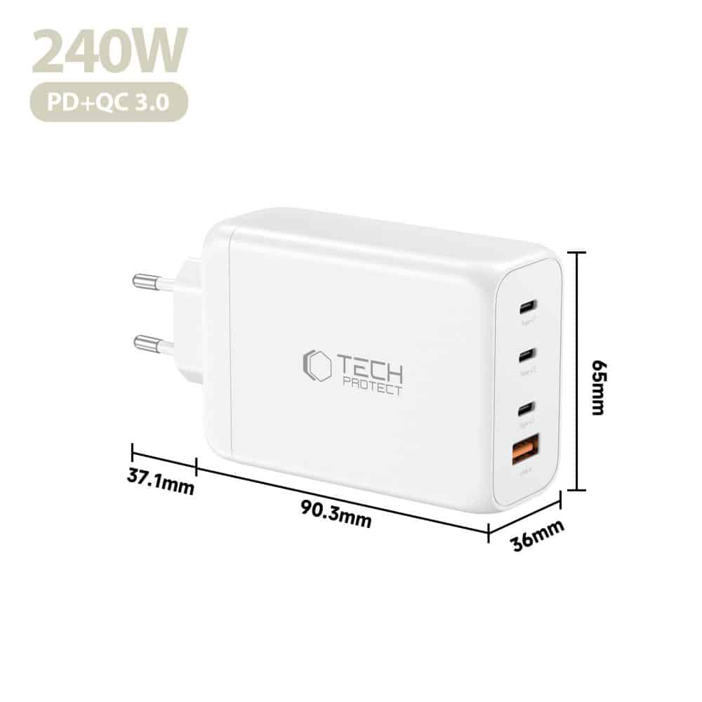 TECH-PROTECT NC240W-GAN ΦΟΡΤΙΣΤΗΣ 4 ΘΥΡΩΝ PD 240W / QC3.0 ΛΕΥΚΟΣ - Image 5