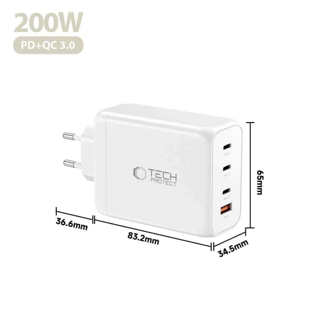 TECH-PROTECT NC200W-GAN ΦΟΡΤΙΣΤΗΣ 4 ΘΥΡΩΝ PD 200W / QC3.0 ΛΕΥΚΟΣ - Image 5