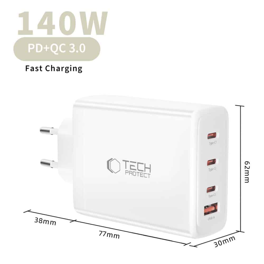 TECH-PROTECT NC140W-GAN ΦΟΡΤΙΣΤΗΣ 4 ΘΥΡΩΝ PD 140W / QC3.0 ΛΕΥΚΟΣ - Image 5