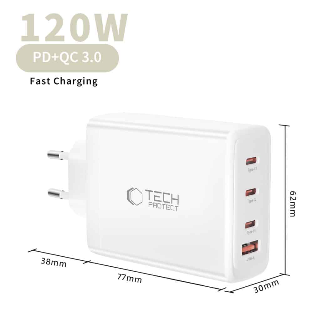 TECH-PROTECT NC120W-GAN ΦΟΡΤΙΣΤΗΣ 4 ΘΥΡΩΝ PD 120W / QC3.0 ΛΕΥΚΟΣ - Image 5