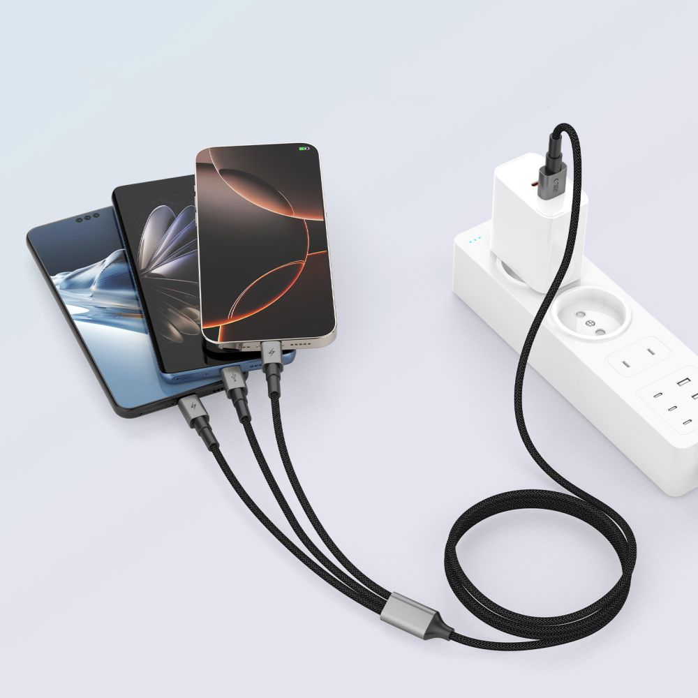 Tech-Protect UltraBoost DNA 3 σε 1 καλώδιο Lightning & Type-C & Micro-USB 3A 120cm γκρι σιδήρου - Image 5