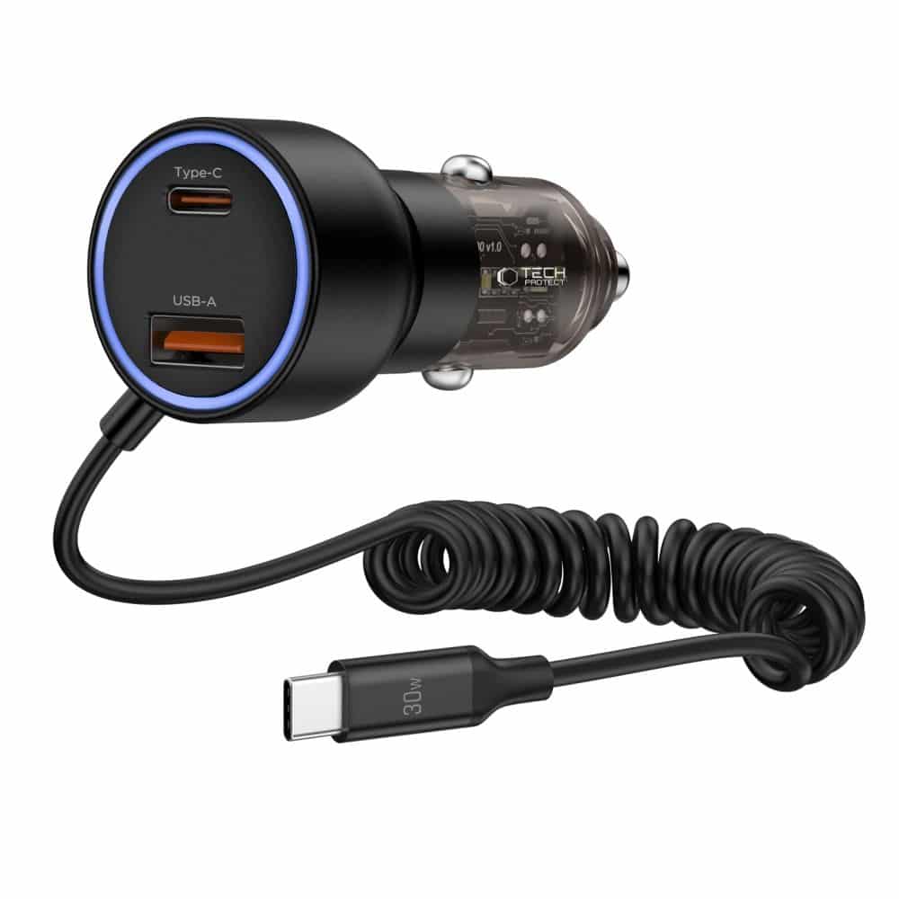 Φορτιστής αυτοκινήτου Tech-Protect CC05 2 θυρών PD 60W + καλώδιο μαύρο - Image 2