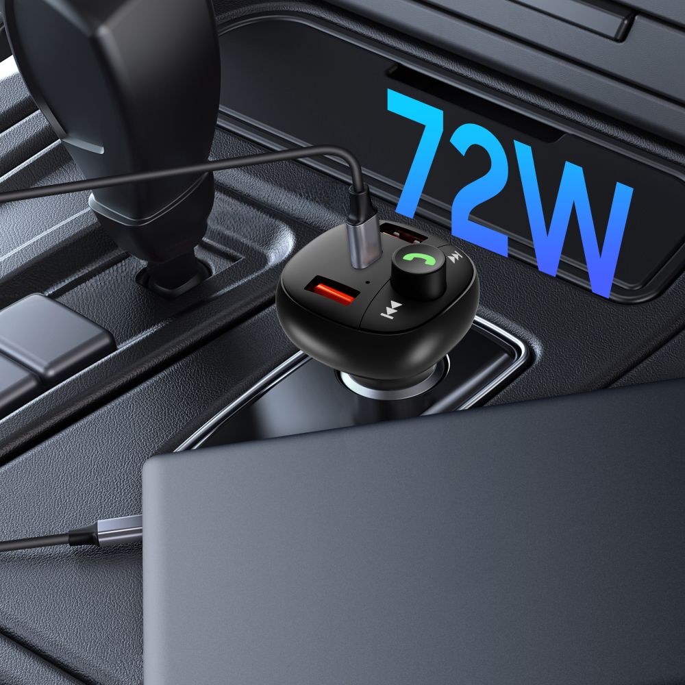 Tech-Protect CC06 Φορτιστής Αυτοκινήτου 3 Θυρών PD 72W + Πομπός FM Bluetooth Μαύρος - Image 5