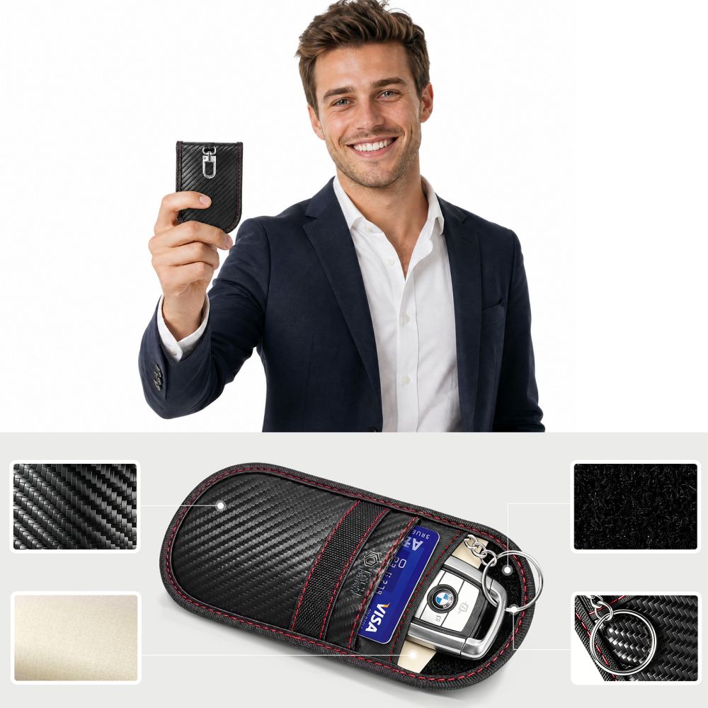 Θήκη Tech-Protect KLR100 χωρίς κλειδί, θήκη μπλοκαρίσματος σημάτων RFID, μαύρη/κόκκινη - Image 4