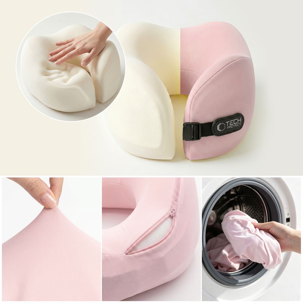 Μαξιλάρι ταξιδιού για τον αυχένα Tech-Protect ComfortRest ροζ - Image 3
