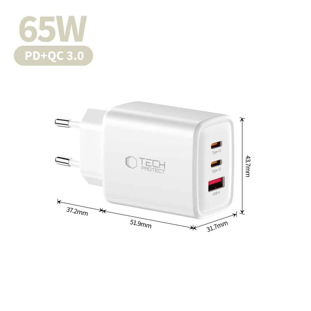 TECH-PROTECT NCA65W-GAN ΦΟΡΤΙΣΤΗΣ 3 ΘΥΡΩΝ PD 65W / QC3.0 ΛΕΥΚΟΣ - Image 6