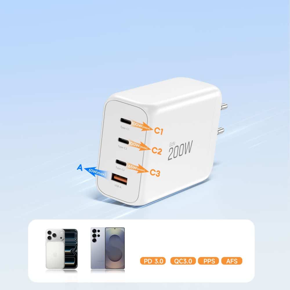 TECH-PROTECT NC200W-GAN ΦΟΡΤΙΣΤΗΣ 4 ΘΥΡΩΝ PD 200W / QC3.0 ΛΕΥΚΟΣ - Image 6