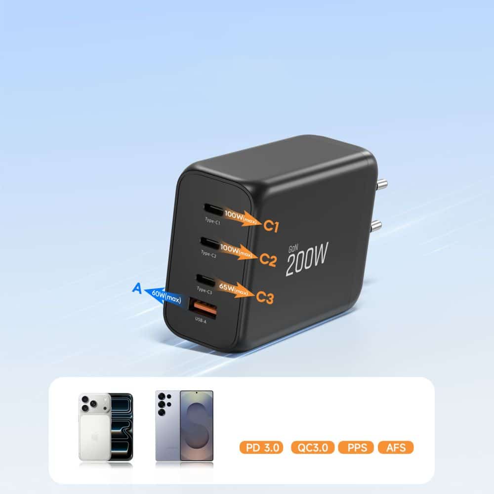 TECH-PROTECT NC200W-GAN ΦΟΡΤΙΣΤΗΣ 4 ΘΥΡΩΝ PD 200W / QC3.0 ΜΑΥΡΟΣ - Image 6