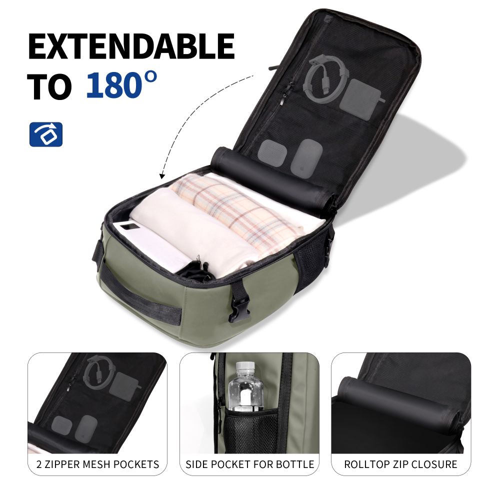 TECH-PROTECT DEFENDER S50 ΣΑΚΙΔΙΟ ΠΛΑΤΗΣ ΤΑΞΙΔΙΟΥ ΓΙΑ LAPTOP RYANAIR & WIZZAIR 20L 40x20x25 ΛΑΔΙ ΠΡΑΣΙΝΟ - Image 6