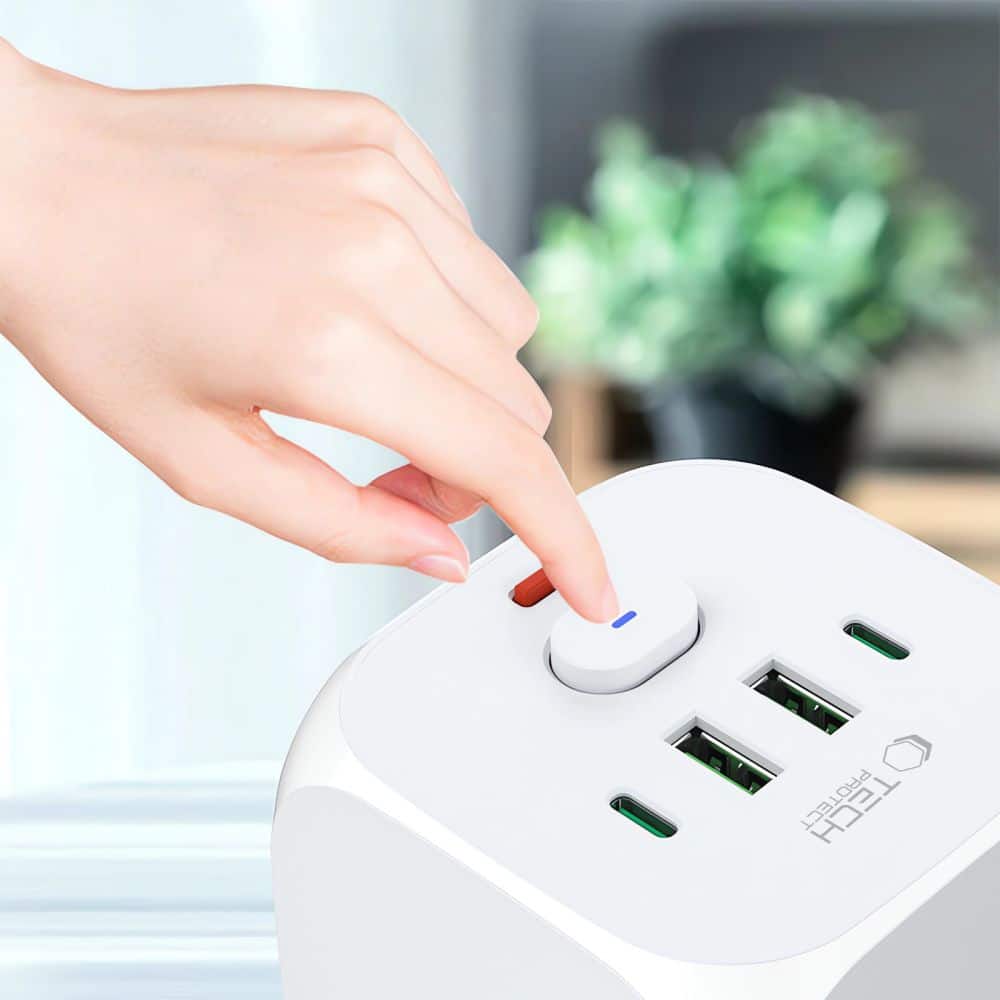 TECH-PROTECT PCL3X4 ΠΡΙΖΑ ΤΡΟΦΟΔΟΣΙΑΣ 2 USB & 2 TYPE-C & 3 ΠΡΙΖΕΣ ΛΕΥΚΕΣ - Image 6